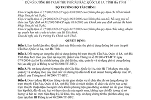 Quyết định 61/2008/QĐ-BTC quy định mức thu, chế độ thu, nộp, quản lý và sử dụng phí sử dụng đường bộ trạm thu phí cầu rác, quốc lộ 1a,  tỉnh Hà Tĩnh