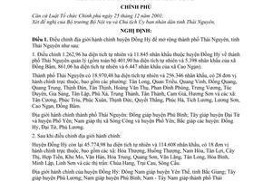 Nghị định 84/2008/NĐ-CP điều chỉnh địa giới hành chính huyện Đồng Hỷ để mở rộng thành phố Thái Nguyên, tỉnh Thái Nguyên