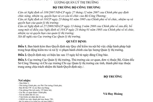 Quyết định 20/2008/QĐ-BCT Quy chế kiểm tra nội bộ chấp hành pháp luật trong kiểm tra và xử lý vi phạm hành chính của lực lượng Quản lý thị trường