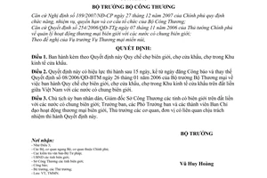 Quyết định 22/2008/QĐ-BCT Quy chế chợ biên giới, chợ cửa khẩu, chợ trong Khu kinh tế cửa khẩu