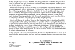 Công văn  347/BXD-HĐXD trả lời VB 903/SXD-XDCB  thẩm định thiết kế cơ sở của 3 dự án đầu tư xây dựng công trình