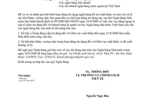 Công văn  7915/NHNN-CSTT báo cáo tình hình hoạt động tín dụng đối với lĩnh vực xuất khẩu