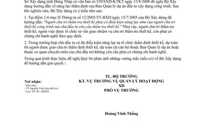 Công văn  356/BXD-HĐXD Trả lời  năng lực thẩm định của Ban Quản lý dự án