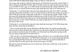 Công văn  2934/TCT-CS chính sách ưu đãi thuế TNDN