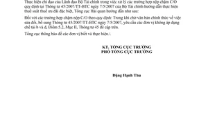 Công văn  3750/TCHQ-GSQL xử lý đối với các trường hợp chậm nộp C/O