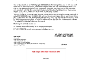 Công văn 628/TCTK-PPCĐ thông báo mã số danh mục hành chính mới