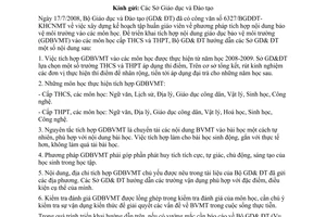 Công văn  7120/BGDĐT-GDTrH Tích hợp nội dung GDBVMT vào các môn học cấp THCS và THPT