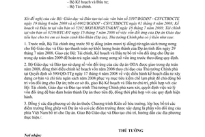 Công văn  1290/TTg-KTTH bố trí vốn đối ứng cho D/a ODA, Bộ GD&ĐT