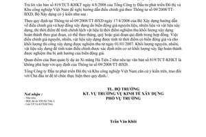 Công văn 125/BXD-KTXD Hướng dẫn thực hiện TT 09/2008/TT-BXD hướng dẫn điều chỉnh giá