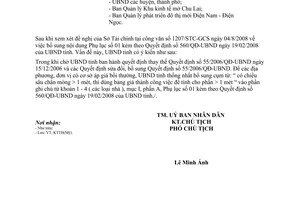 Công văn 2882/UBND-KTTH bổ sung nội dung Phụ lục 01 kèm theo Quyết định 560/QĐ