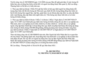 Công văn 2821/LĐTBXH-BHXH mức lương tối thiểu làm căn cứ đóng bảo hiểm xã hội