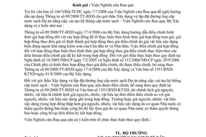 Công văn  128/BXD-KTXD Hướng dẫn thực hiện TT 09/2008/TT-BXDlắp đặt đường ống cấp nước sạch Dự án nâng cấp, cải tạo hệ thống cấp nước sạch