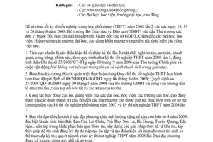 Công văn  7319/BGDĐT-KTKĐCLGD Tổ chức kỳ thi tốt nghiệp THPT năm 2008 lần 2