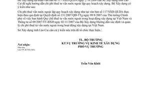 Công văn 132/BXD-KTXD Chi phí thuê tư vấn nước ngoài lập quy hoạch xây dựng