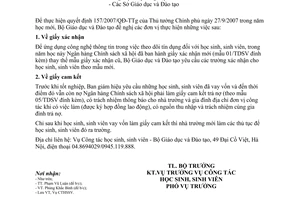 Công văn 7375/BGDĐT-CTHSSV Giấy xác nhận giấy cam kết trả nợ vay tín dụng