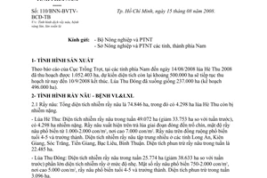 Công văn  110/BNN-BVTV-BCĐ-TB Tình hình dịch rầy nâu, bệnh vàng lùn, lùn xoắn lá