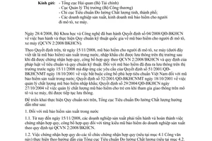 Công văn  1119/TĐC-ĐGPH hướng dẫn triển khai thực hiện QCVN 2:2008/BKHCN  mũ bảo hiểm