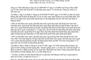 Công văn  3081/TCT-HT bán hoá đơn cho nhà thầu nước ngoài