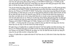 Công văn 146/BXD-KTXD Hướng dẫn áp dụng TT 09/2008/TT-BXD điều chỉnh giá và hợp đồng xây dựng do biến động giá nguyên liệu, nhiên liệu VLXD