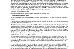 Công văn 543/SXD-KTKT thủ tục điều chỉnh giá và hình thức hợp đồng VLXD