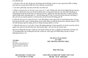 Công văn  86-CV/BCSĐ triển khai Đề án 165