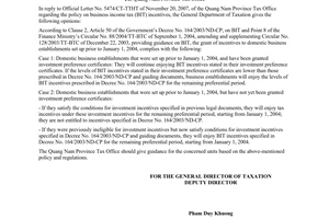Official Dispatch No. 2934/TCT-CS on policies on business income tax incentives