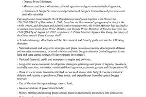 Official Dispatch No. 1293/TTg-TH of August 8, 2008, Re-assigning tasks ofthe prime minister and deputy prime ministers.
