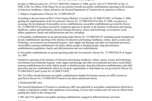 Official Dispatch No. 3125/TCT-CS on tax policies towards non-public establishme