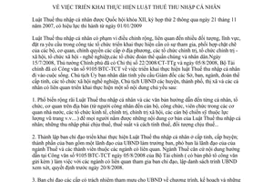 Chỉ thị 20/2008/CT-UBND thực hiện Luật thuế thu nhập cá nhân tỉnh Hà Tĩnh