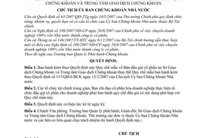 Quyết định 521/QĐ-UBCK quy chế mẫu về bán đấu giá cổ phần tại Sở Giao dịch chứng khoán và Trung tâm giao dịch chứng khoán