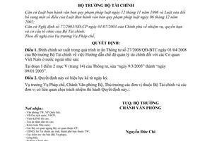 Quyết định 1788/QĐ-BTC đính chính Thông tư 27/2008/TT-BTC