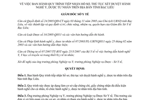 Quyết định 375/QĐ-SYT năm 2008 thủ tục xét duyệt hành nghề y dược tư nhân