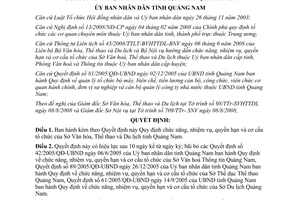 Quyết định 27/2008/QĐ-UBND chức năng nhiệm vụ Sở Văn hóa thể thao du lịch Quảng Nam