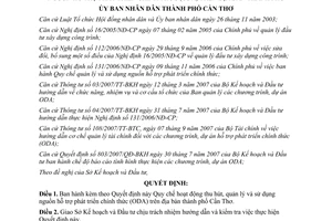 Quyết định 70/2008/QĐ-UBND thu hút sử dụng hỗ trợ phát triển ODA Cần Thơ