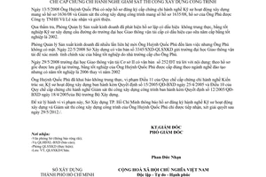 Thông báo 5620/TB-SXD-QLSXKD xử lý hồ sơ đăng ký quy chếcấp chứng chỉ hành nghề xây dựng vi phạm quy chế cấp chứng chỉ hành nghề kiến trúc sư, kỹ sư