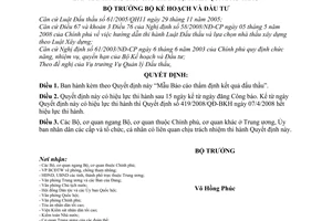 Quyết định 1068/2008/QĐ-BKH Mẫu Báo cáo thẩm định kết quả đấu thầu