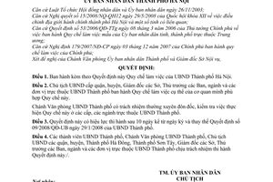 Quyết định02/2008/QĐ-UBND Quy chế làm việc của Ủy ban nhân dân Thành phố Hà Nội