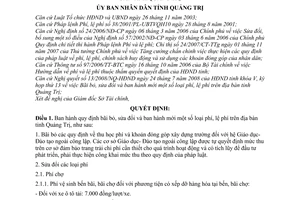 Quyết định 24/2008/QĐ-UBND sửa đổi phí, lệ phí trên địa bàn tỉnh Quảng Trị