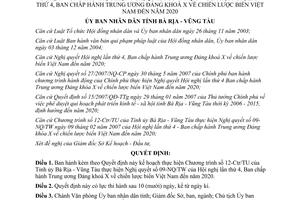 Quyết định 51/2008/QĐ-UBND thực hiện chiến lược biển Việt Nam đến 2020 Bà Rịa