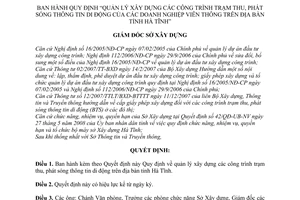 Quy định 61/QĐ-SXD quản lý xây dựng công trình trạm thu