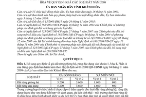 Quyết định 52/2008/QĐ-UBND bổ sung giá đất rừng phòng hộ, rừng đặc dụng