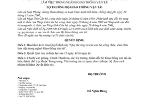 Quyết định 2534/QĐ-BGTVT quy tắc ứng xử của cán bộ, công chức, viên chức làm việc trong ngành giao thông vận tải