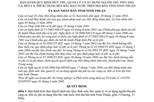Quyết định 218/2008/QĐ-UBND quy định mức thu, quản lý và sử dụng nguồn thu phí cảng cá, bến cá, phí sử dụng bến bãi, mặt nước trên