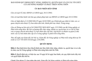 Quyết định số 25/2008/QĐ-UBND Sở Nông nghiệp và Phát triển nông thôn Hà Tĩnh