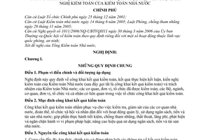 Nghị định 91/2008/NĐ-CP công khai kết quả kiểm toán thực hiện kết luận, kiến nghị của Kiểm toán Nhà nước