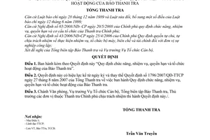 Quyết định 1664/2008/QĐ-TTCP Quy định chức năng, nhiệm vụ, quyền hạn và tổ chức hoạt động của Báo Thanh tra