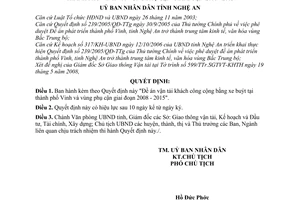 Quyết định 45/2008/QĐ-UBND Đề án vận tải khách công cộng bằng xe buýt tại thành phố Vinh vùng phụ cận giai đoạn 2008 - 2015
