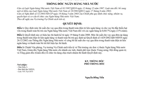 Quyết định 1849/QĐ-NHNN lãi suất cho vay qua đêm trong thanh toán điện tử liên ngân hàng và cho vay bù đắp thiếu hụt vốn trong thanh toán bù trừ