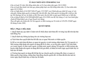 Quyết định 49/2008/QĐ-UBND diện tích tối thiểu được phép tách thửa từng loại đất trên địa bàn tỉnh Đồng Nai
