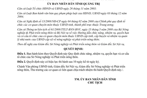 Quyết định 26/2008/QĐ-UBND Chức năng nhiệm vụ quyền hạn Sở Nông nghiệp Quảng Trị